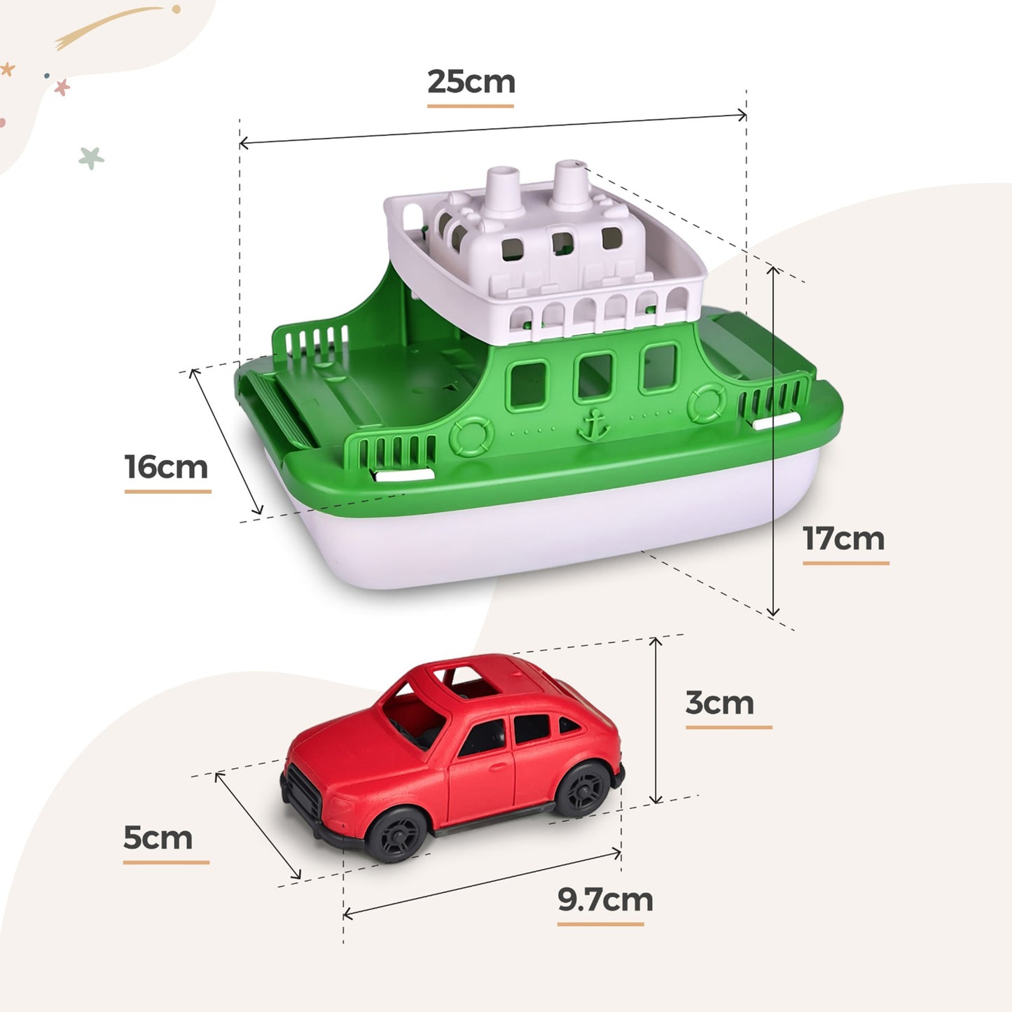 Kids colourful toy ferry and car boat set